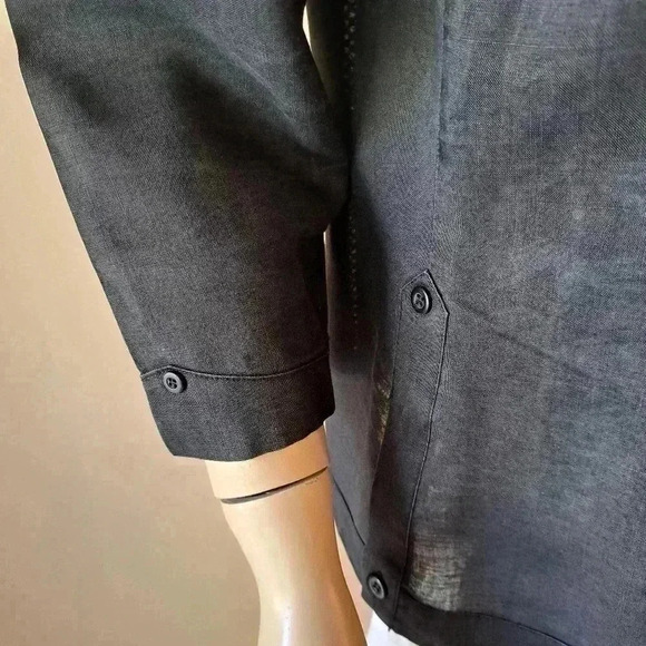 Linen BLOUSE J.M.P. Black L - Picture 5 of 10